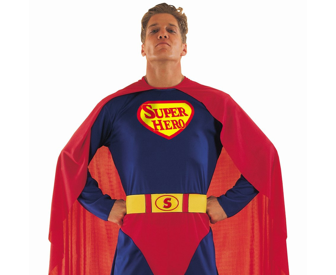 Role-play set for adult Super Hero(jumpsuit, cape, belt), one size